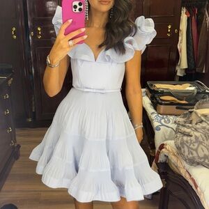 Zimmermann Light Blue Ruffle Midi Dress